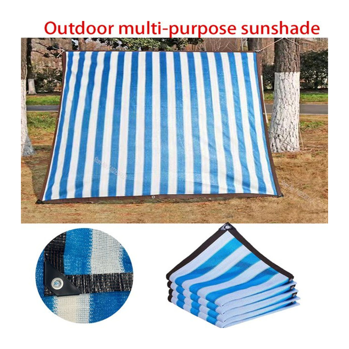 Blau-weißes Anti-UV-Sonnenschutznetz für den Außenbereich als Gartenschirm aus Stoff und Pflanzennetz - Bild 1