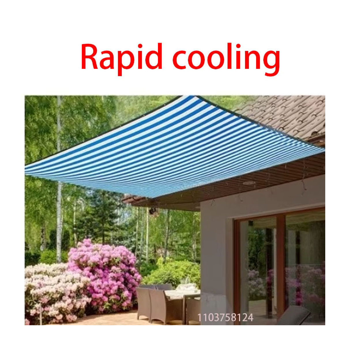 Blau-weißes Anti-UV-Sonnenschutznetz für den Außenbereich als Gartenschirm aus Stoff und Pflanzennetz - Bild 2