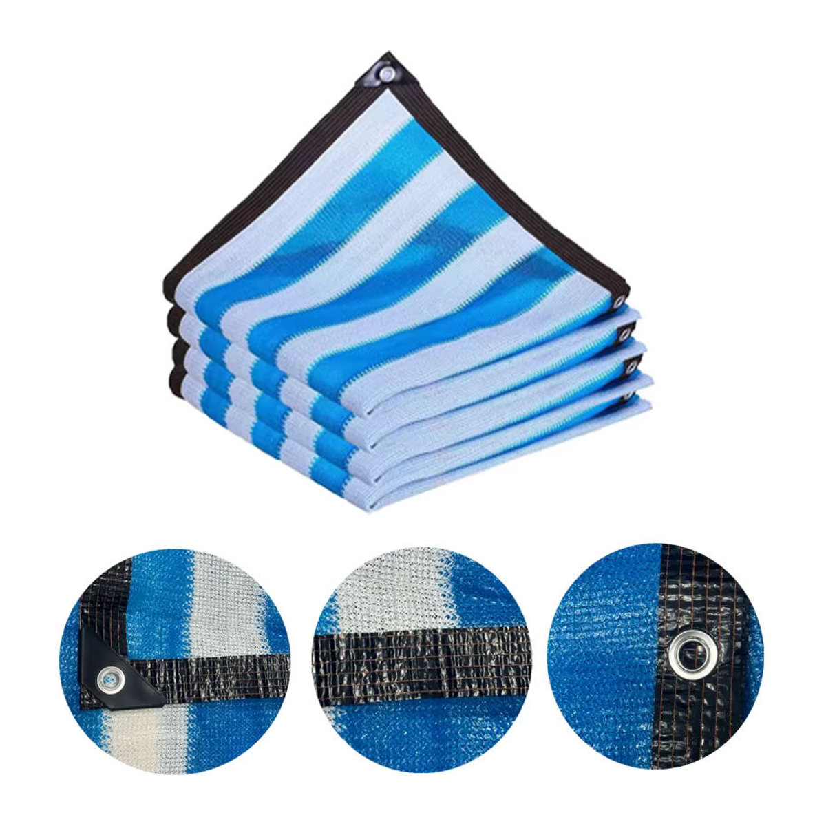 Blau-weißes Anti-UV-Sonnenschutznetz für den Außenbereich als Gartenschirm aus Stoff und Pflanzennetz - Bild 3