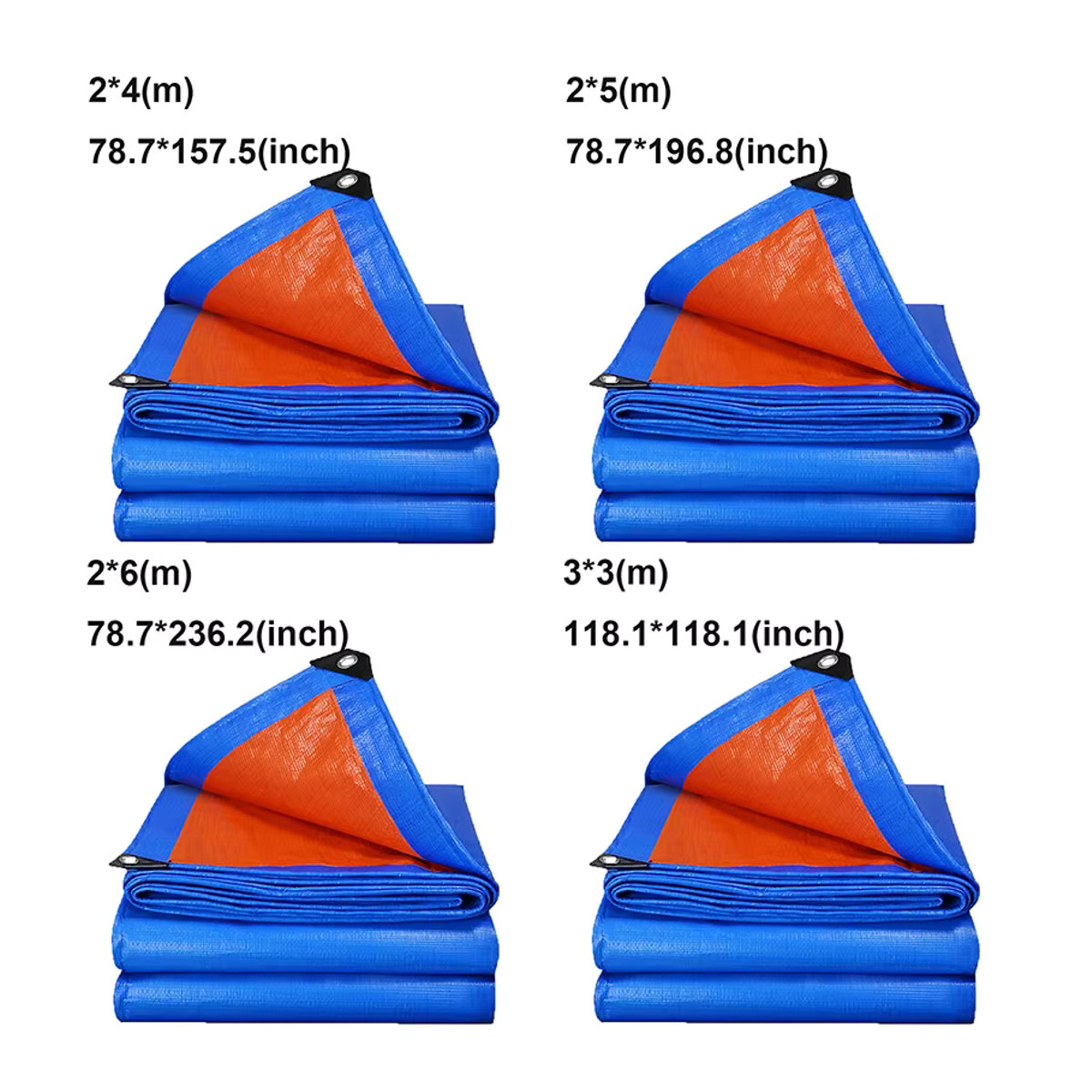 Blaue Rechteck-Plane für Outdoor-Bereiche als UV-Schutz und Regenschutz für Camping, Terrasse oder Baldachin, B/T: 2 x 3 m - Bild 3