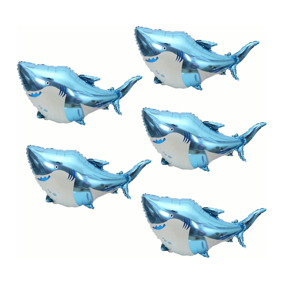 Blauer Aluminium-Folienballon mit Hai und Tintenfisch für deine maritime Geburtstagsdekoration - Bild 1