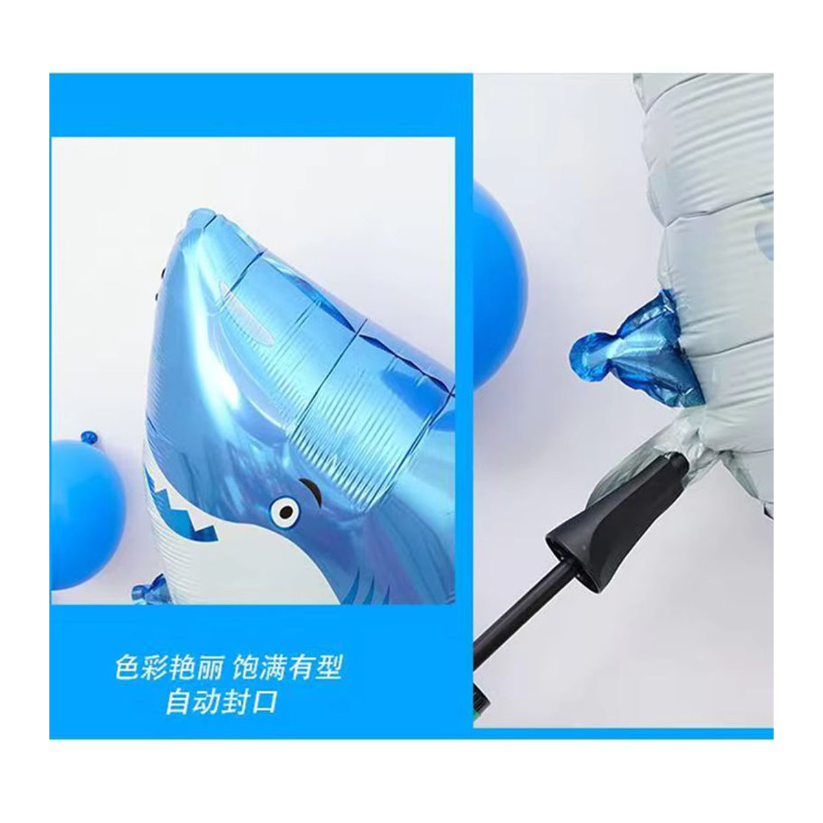 Blauer Aluminium-Folienballon mit Hai und Tintenfisch für deine maritime Geburtstagsdekoration - Bild 5