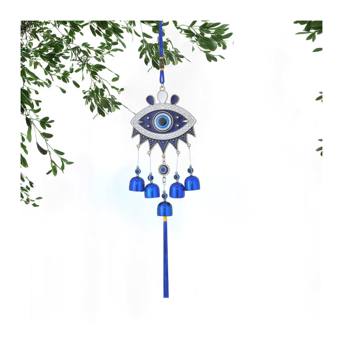 Blauer Hamsa Hand Wandbehang aus Metall mit Nazar Evil Eye Ornament im orientalischen Design - Bild 1