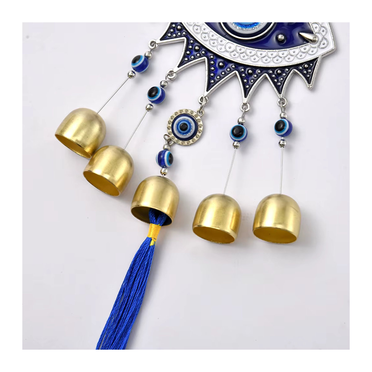 Blauer Hamsa Hand Wandbehang aus Metall mit Nazar Evil Eye Ornament im orientalischen Design - Bild 2