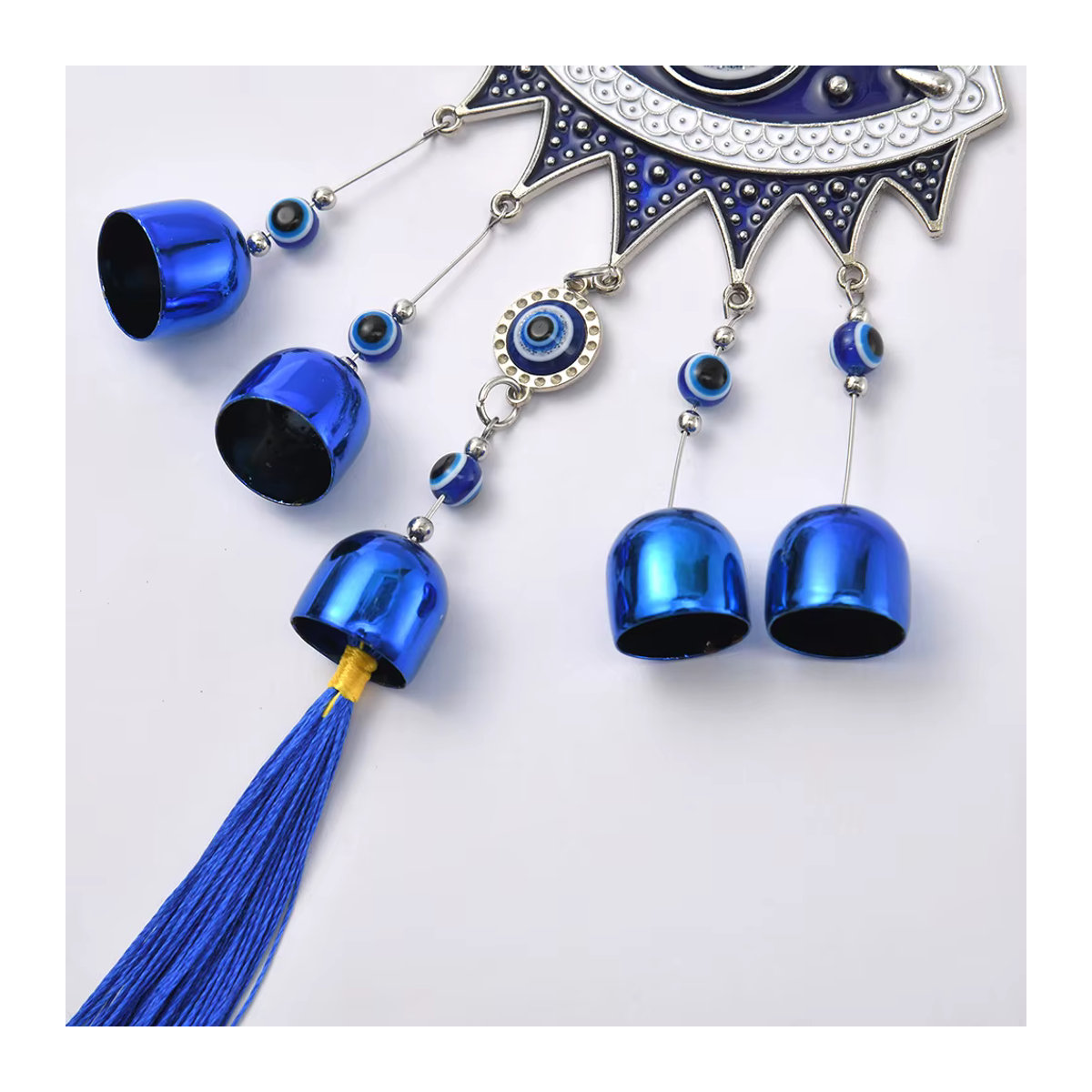 Blauer Hamsa Hand Wandbehang aus Metall mit Nazar Evil Eye Ornament im orientalischen Design - Bild 3