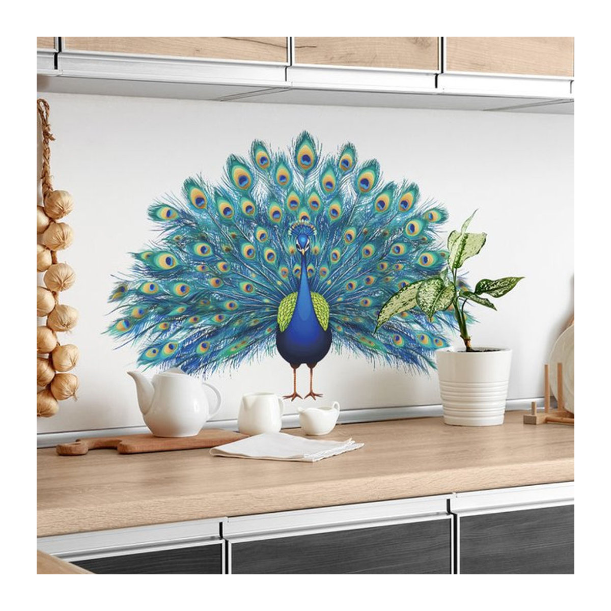 Blauer Pfau Wandtapete aus Papier für deine Heimdekoration, Breite: 40 cm, Höhe: 60 cm - Bild 1