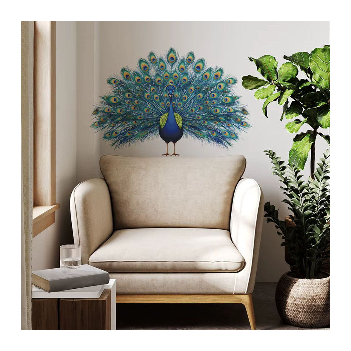 Blauer Pfau Wandtapete aus Papier für deine Heimdekoration, Breite: 40 cm, Höhe: 60 cm - Bild 3