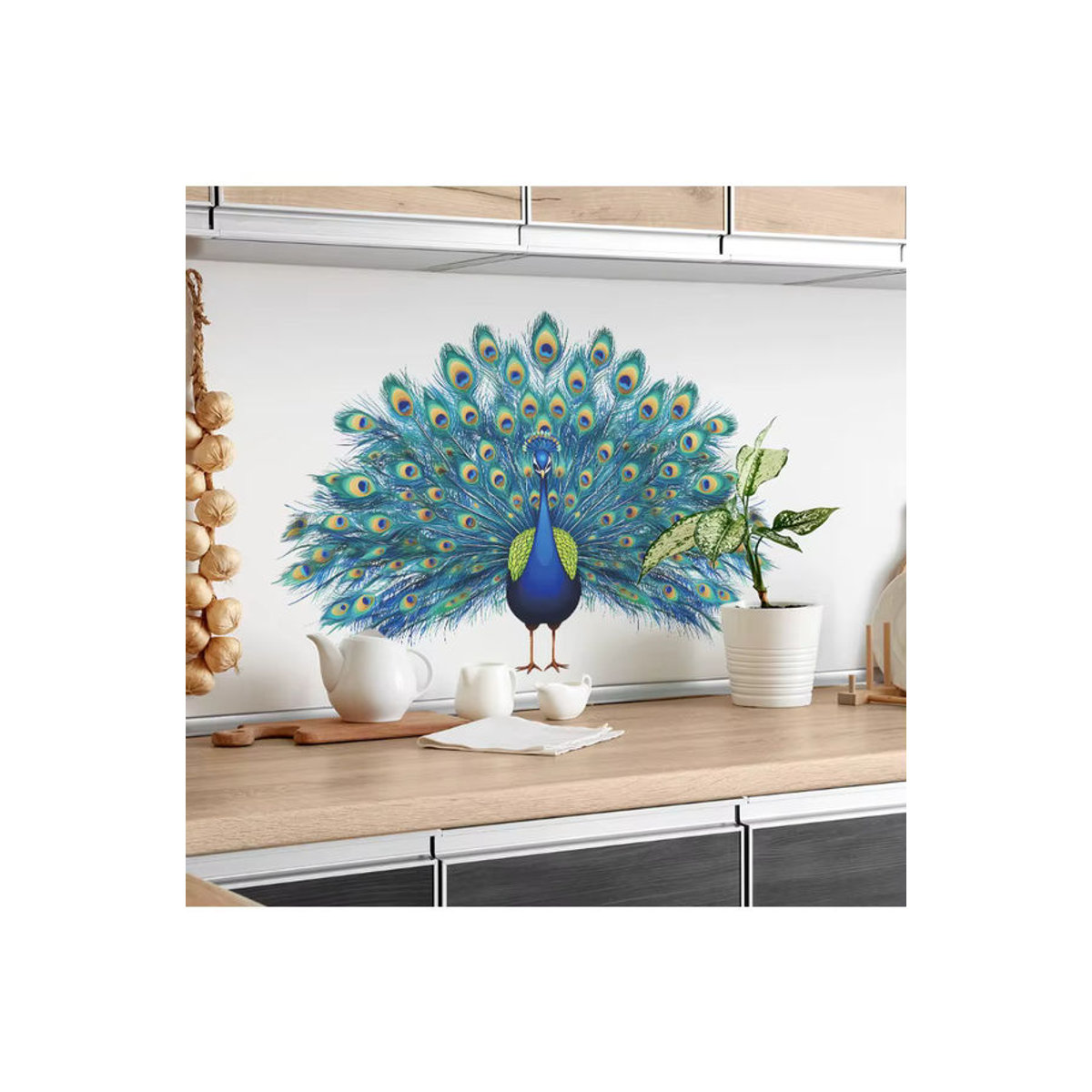Blauer Pfau Wandtapete aus Papier für deine Heimdekoration, Breite: 40 cm, Höhe: 60 cm - Bild 7