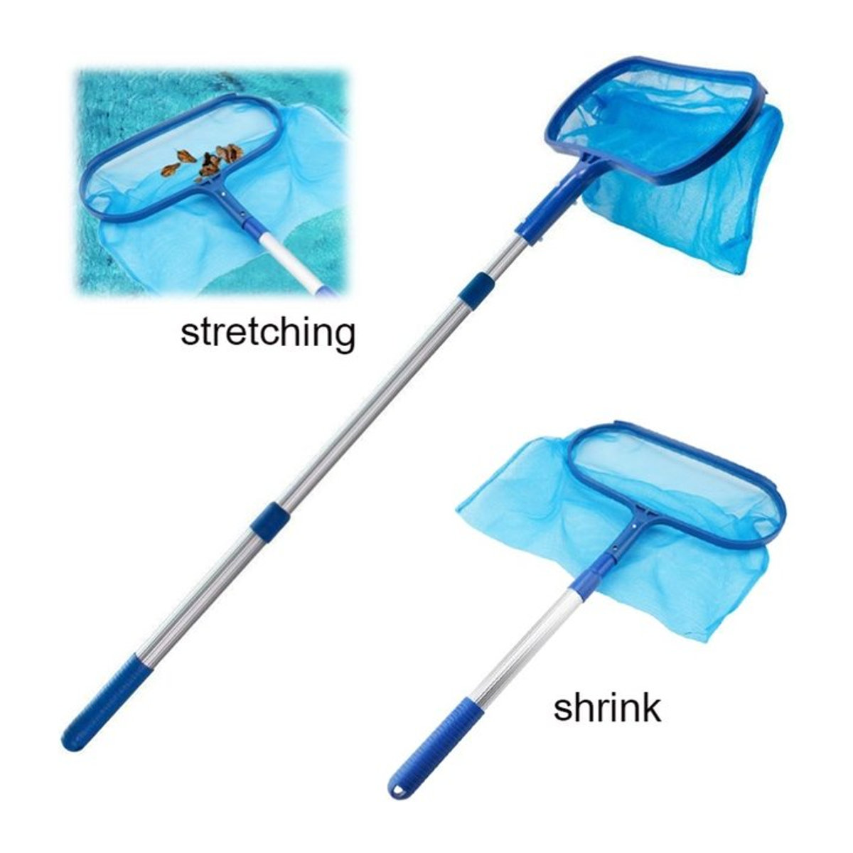 Blauer Pool-Rechen mit Reinigungsnetz für die Pool- und Teichreinigung als Skimmer-Zubehör - Bild 1