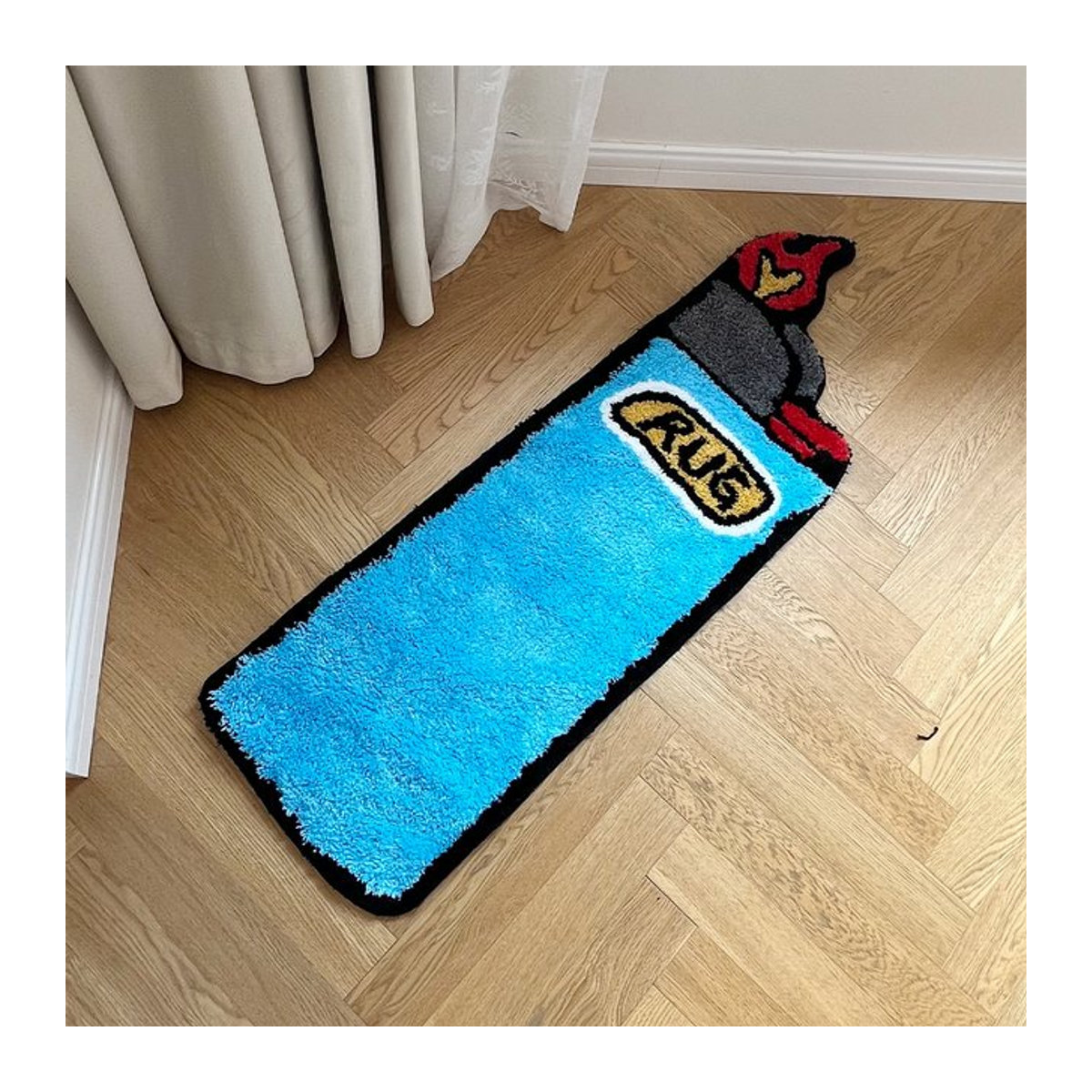 Blauer Tufting Teppich als ästhetische Bodenmatte für Schlafzimmer, Wohnzimmer oder Bad mit Anti-Rutsch-Funktion - Bild 1