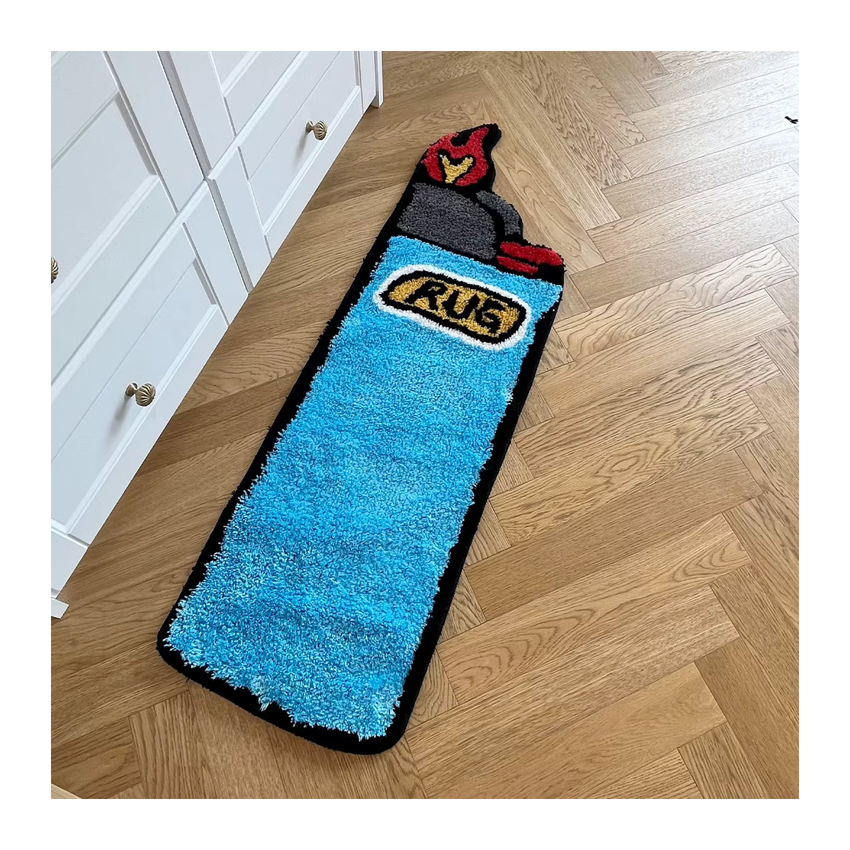 Blauer Tufting Teppich als ästhetische Bodenmatte für Schlafzimmer, Wohnzimmer oder Bad mit Anti-Rutsch-Funktion - Bild 2