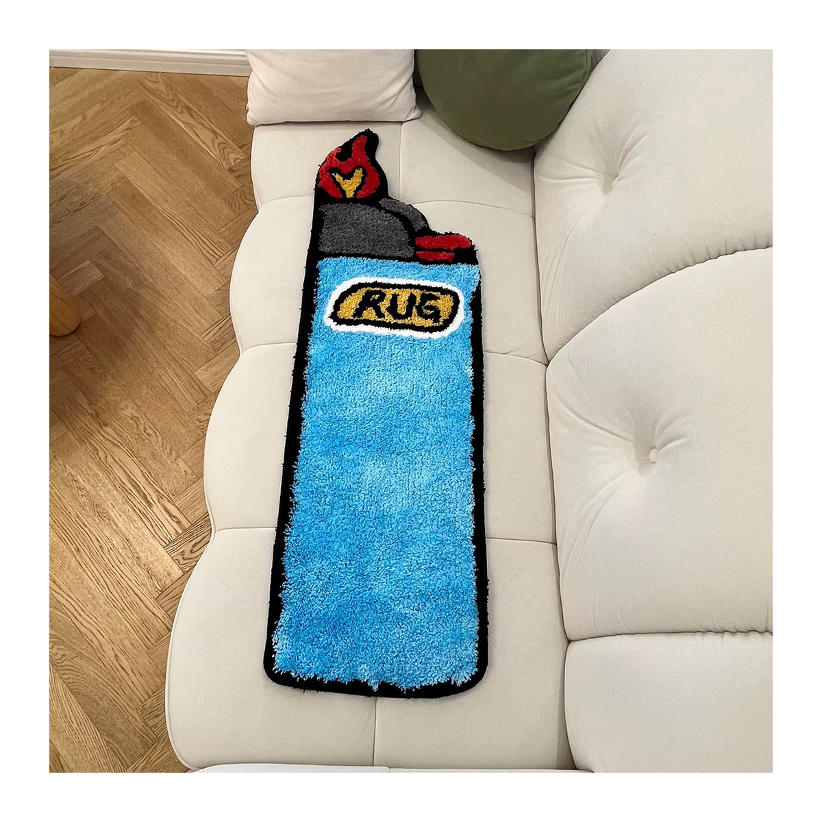 Blauer Tufting Teppich als ästhetische Bodenmatte für Schlafzimmer, Wohnzimmer oder Bad mit Anti-Rutsch-Funktion - Bild 3