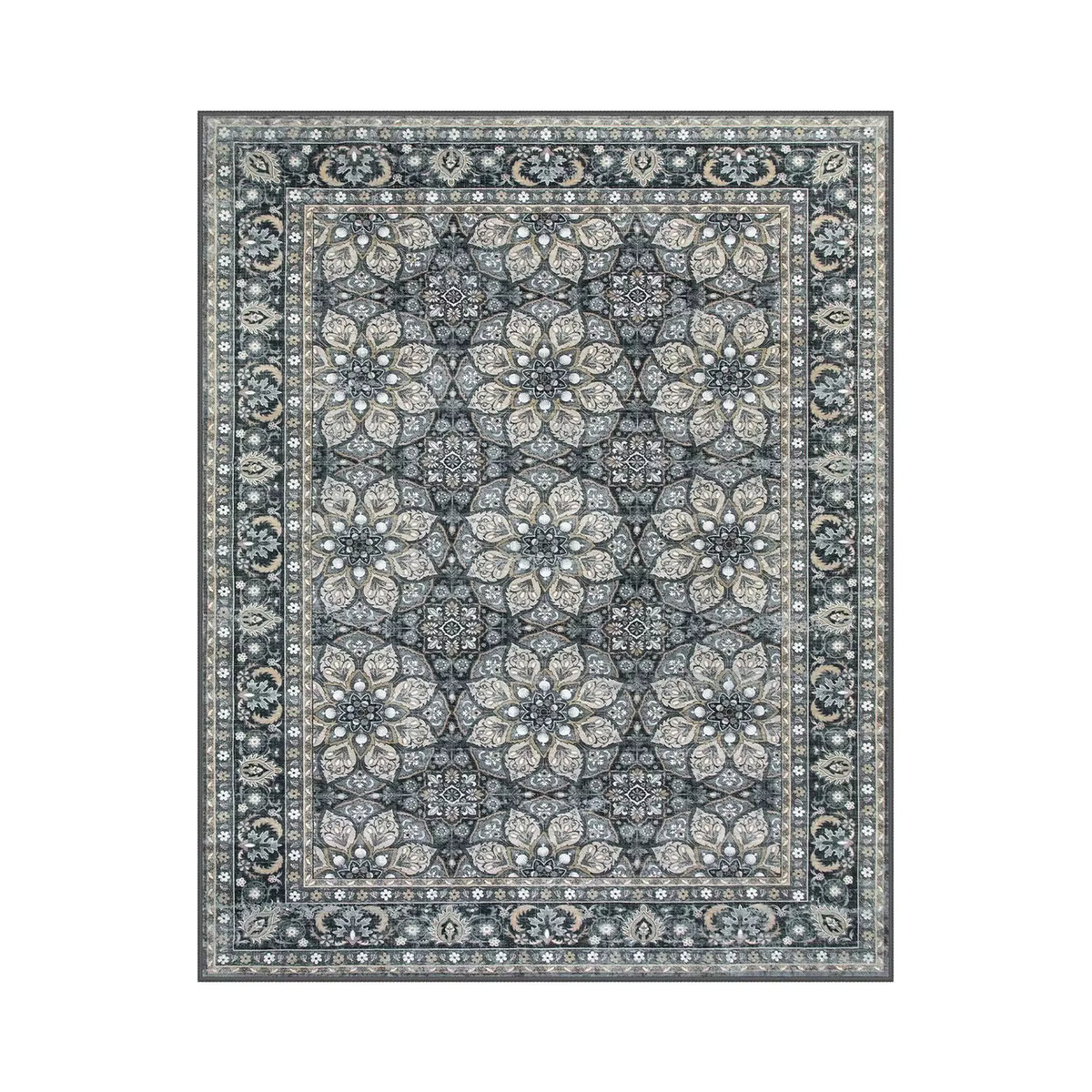 Blauer Vintage Teppich im orientalischen Marokko-Design mit floralem Muster und Anti-Rutsch-Funktion für Wohnzimmer, Schlafzimmer oder Flur - Bild 2