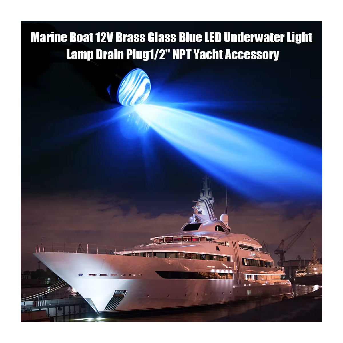 Blaues LED Unterwasserlicht für Marine und Boot mit 12V und 1/2 Zoll NPT Messing-Ablassschraube - Bild 2