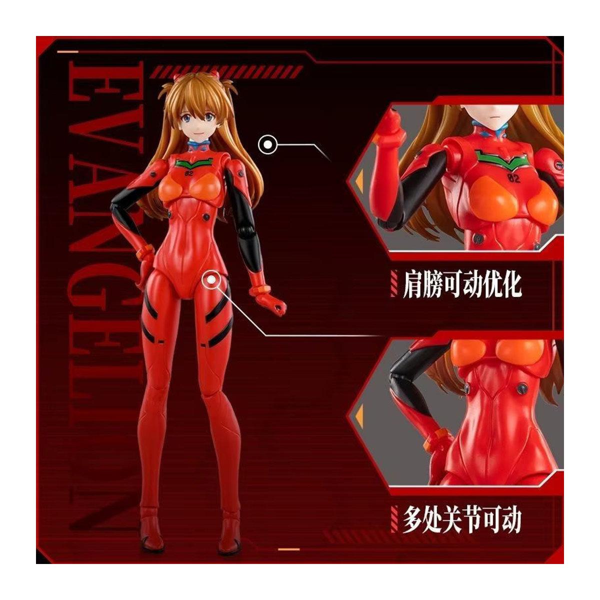 Blokees Neon Genesis Evangelion Miracal Version Actionfiguren Eva Ayanami Rei und Asuka Langley Soryu Modell aus Kunststoff in Rot - Bild 3