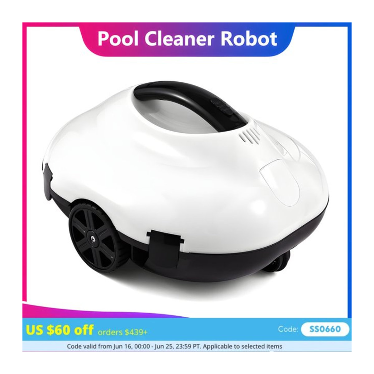 Blossom Kabelloser Roboter-Poolsauger mit 120 Minuten Laufzeit und Automatik-Parkfunktion in Schwarz/Weiß und Beige für oberirdische Pools - Bild 1