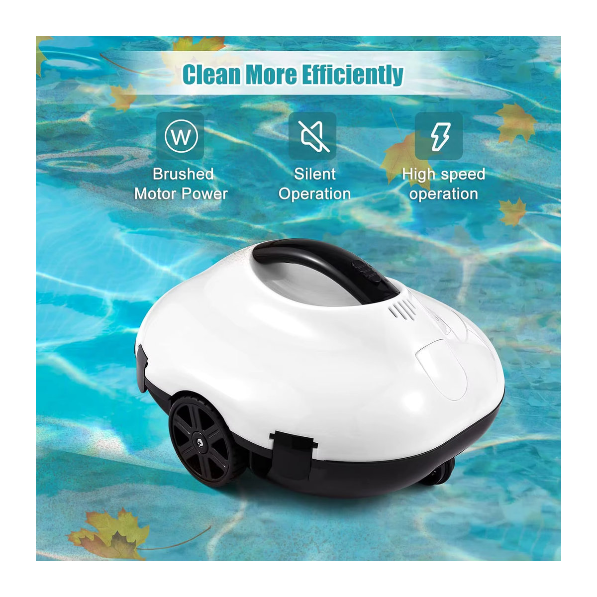 Blossom Kabelloser Roboter-Poolsauger mit 120 Minuten Laufzeit und Automatik-Parkfunktion in Schwarz/Weiß und Beige für oberirdische Pools - Bild 2