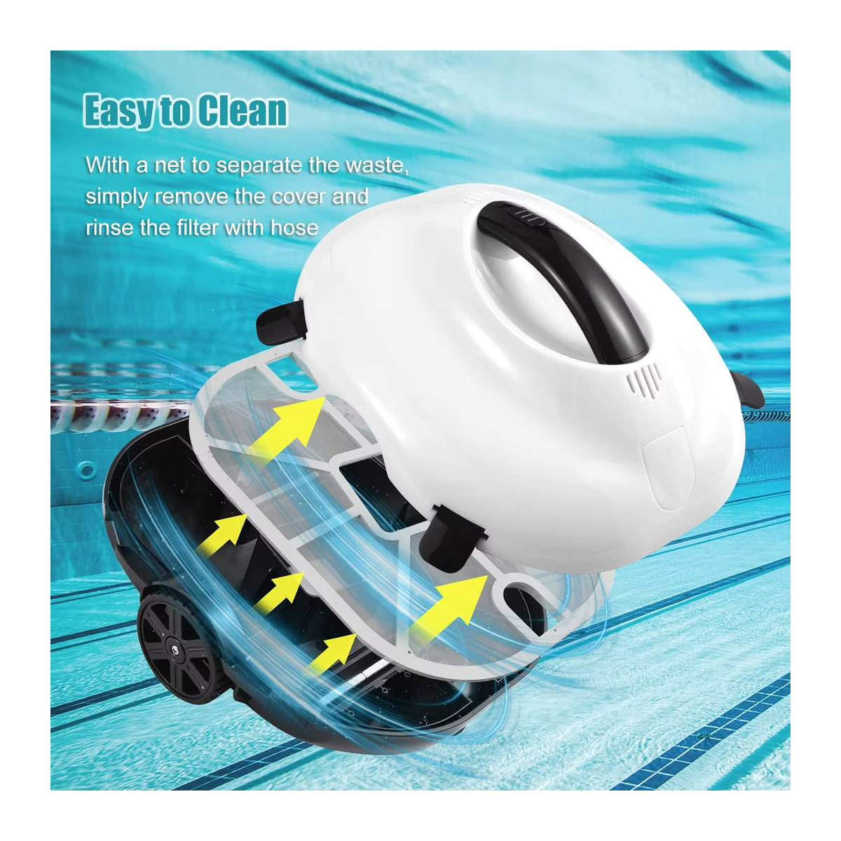 Blossom Kabelloser Roboter-Poolsauger mit 120 Minuten Laufzeit und Automatik-Parkfunktion in Schwarz/Weiß und Beige für oberirdische Pools - Bild 5
