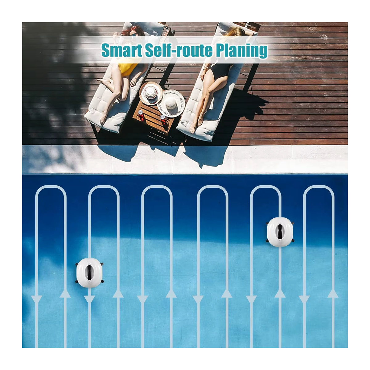Blossom Kabelloser Roboter-Poolsauger mit 120 Minuten Laufzeit und Automatik-Parkfunktion in Schwarz/Weiß und Beige für oberirdische Pools - Bild 6