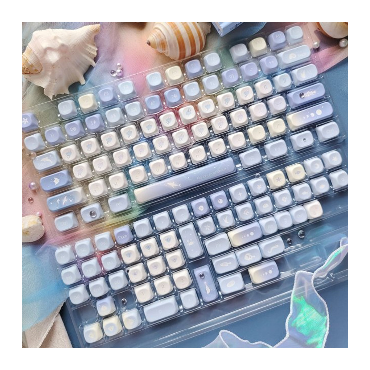 Blue Dream PBT-Tastenkappen im MOA-Profil mit 130 Tasten für Cherry MX Switches, mehrfarbig - Bild 1
