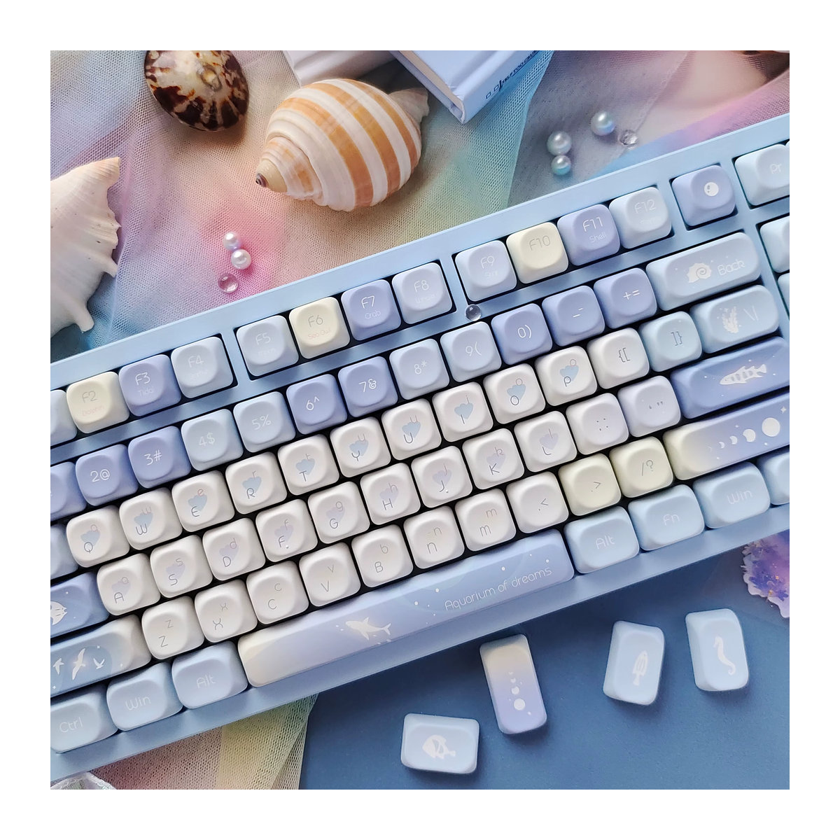 Blue Dream PBT-Tastenkappen im MOA-Profil mit 130 Tasten für Cherry MX Switches, mehrfarbig - Bild 2