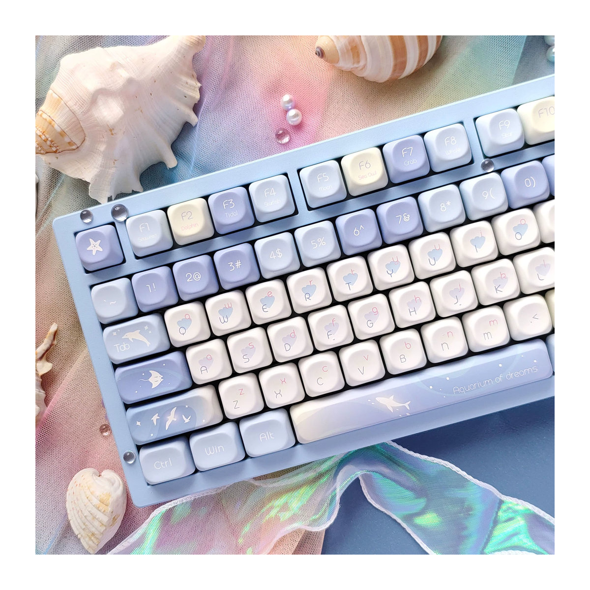 Blue Dream PBT-Tastenkappen im MOA-Profil mit 130 Tasten für Cherry MX Switches, mehrfarbig - Bild 3