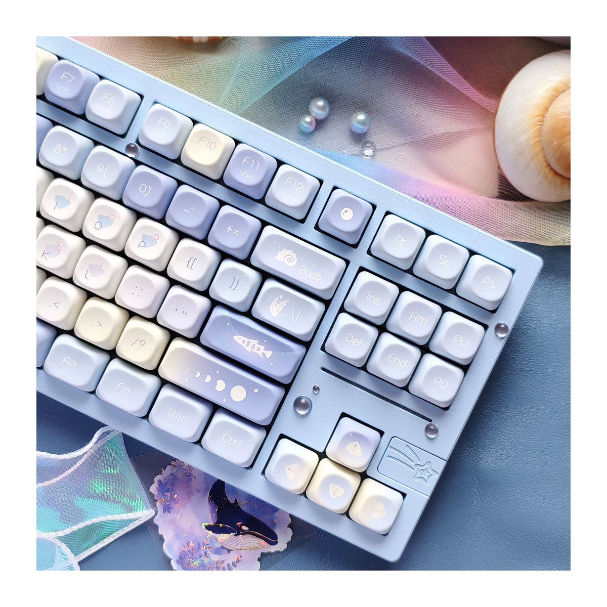 Blue Dream PBT-Tastenkappen im MOA-Profil mit 130 Tasten für Cherry MX Switches, mehrfarbig - Bild 5