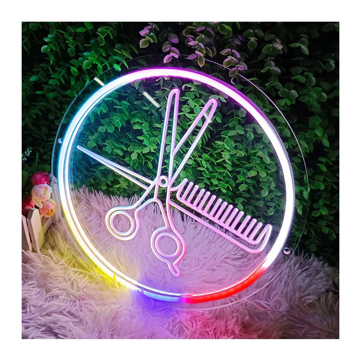 Bluetooth RGBIC Neon LED Schere Wanddeko für Friseursalons in Bunt - Bild 3