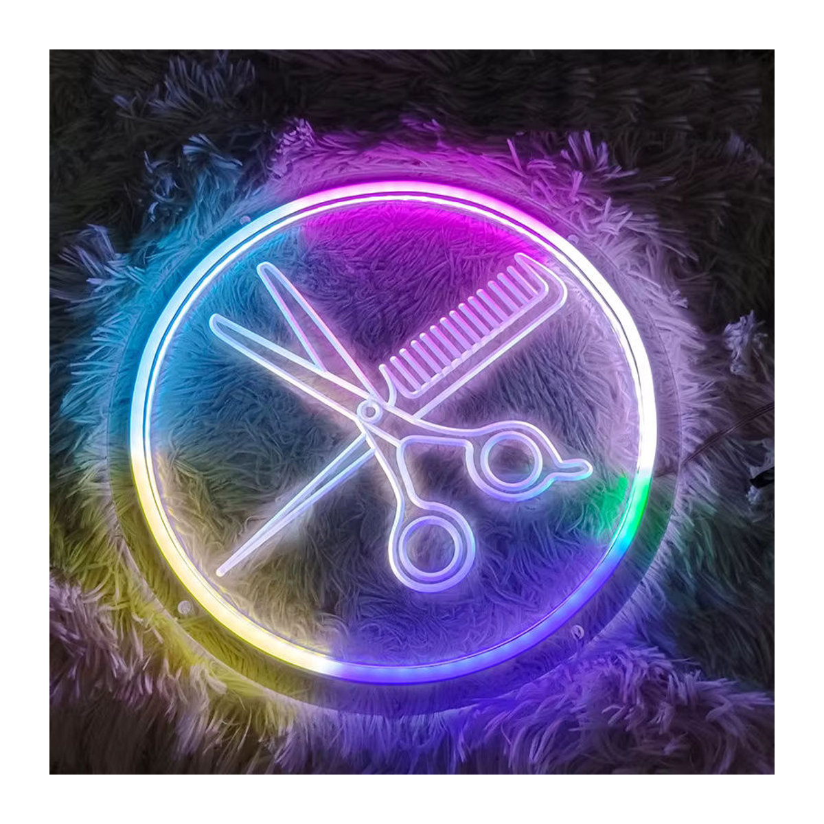 Bluetooth RGBIC Neon LED Schere Wanddeko für Friseursalons in Bunt - Bild 4
