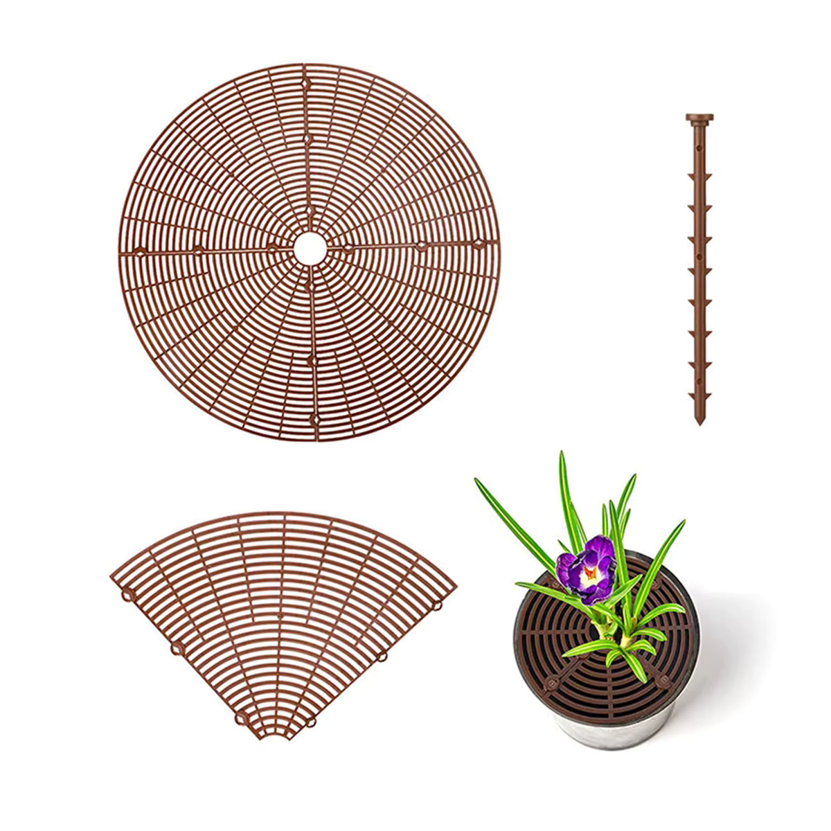 Blumentopf Bodenschutz Gitter mit Nägeln als Pflanzenschutz und Abdeckung für Garten und Haushalt - Bild 2