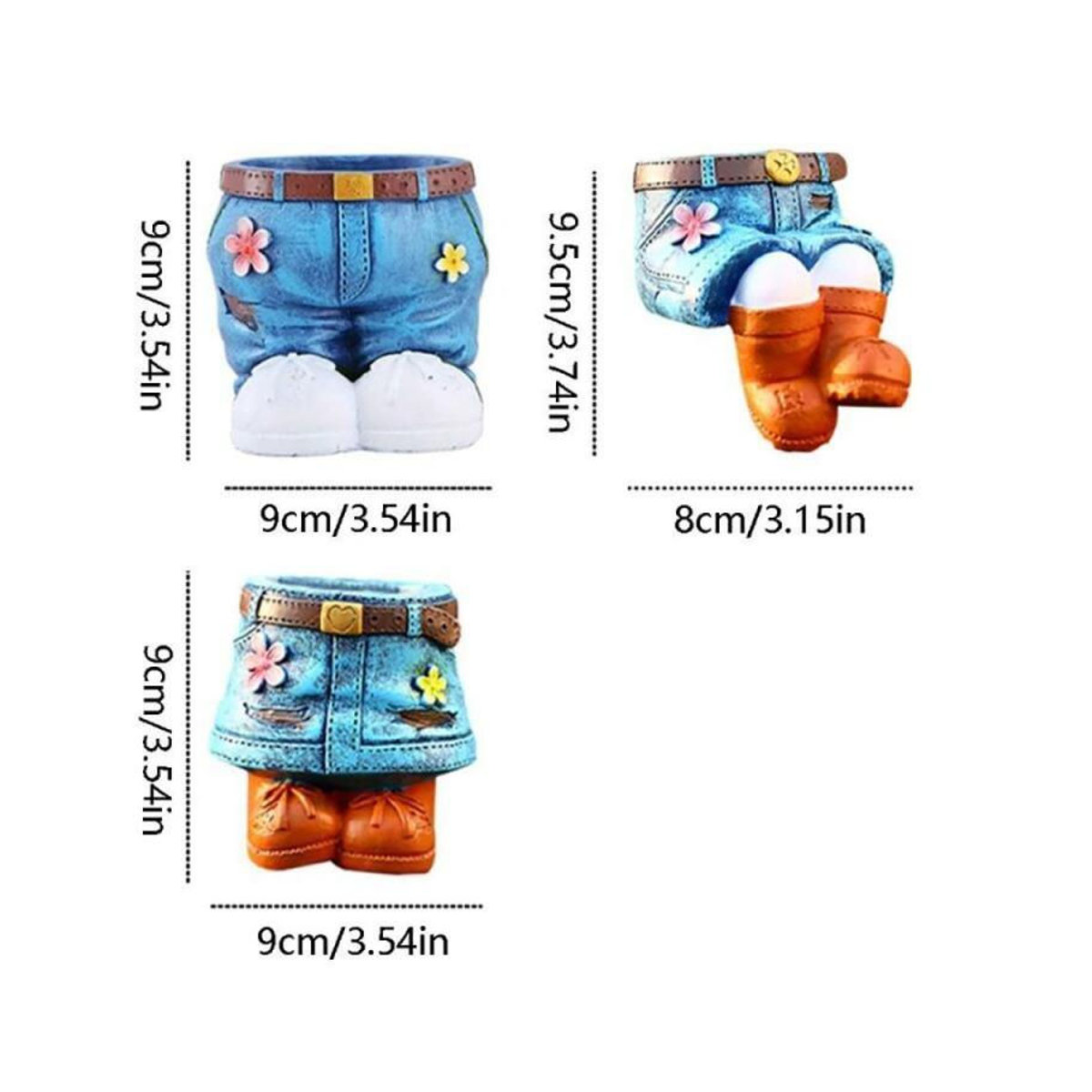 Blumentopf Denim Hosen von Treasure Yard in Blau aus Kunstharz und Keramik als dekoratives Wohnaccessoire - Bild 2