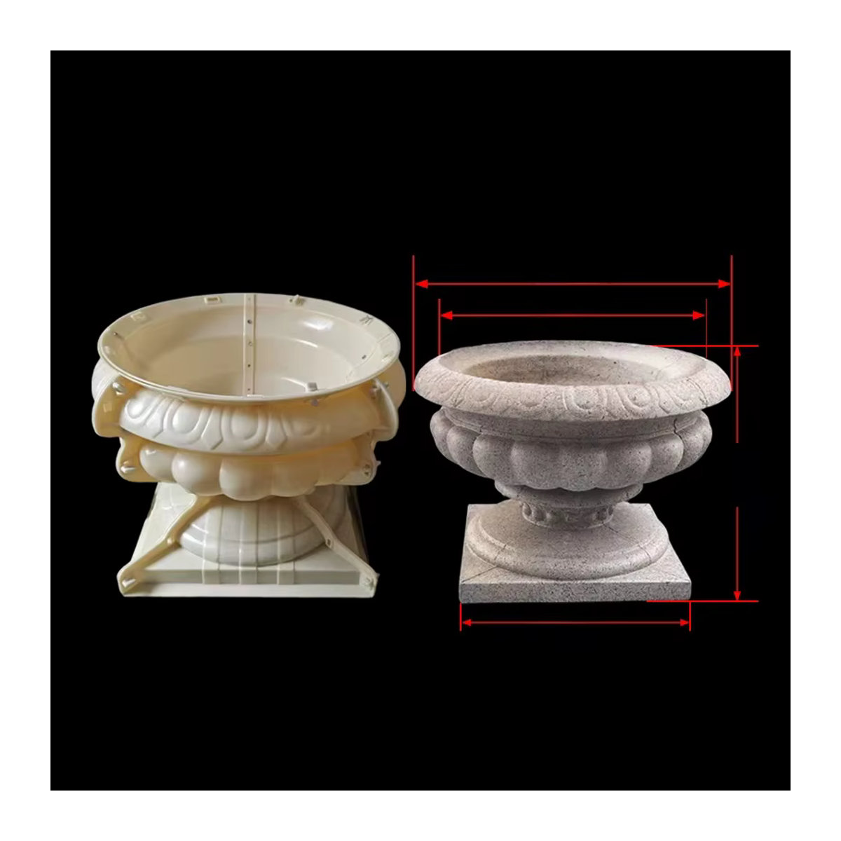 Blumentopf-Zementform zur Wandmontage in Grau, geometrisches Design aus ABS-Kunststoff für Beton, Breite: 62 cm, Höhe: 43,5 cm, Tiefe: 43,5 cm - Bild 7