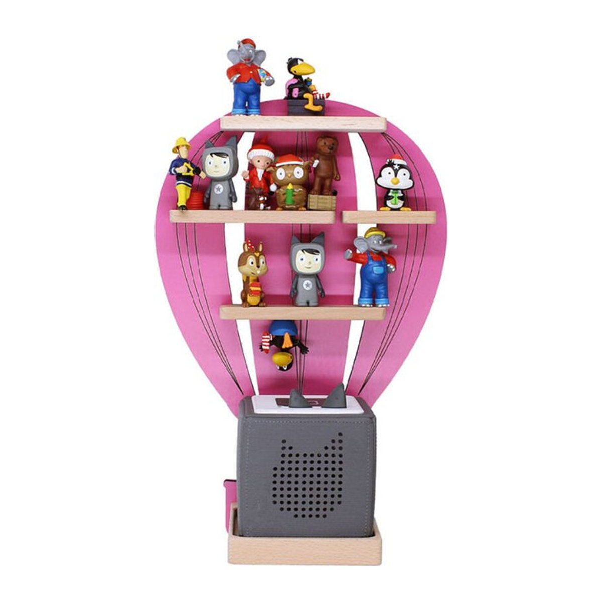 BOARTI Kinderregal Heißluftballon Wandregal für Toniebox und Tonie Figuren aus Holz und Metall, B/T/H: 30 x 19 x 48 cm, Bunt - Bild 1