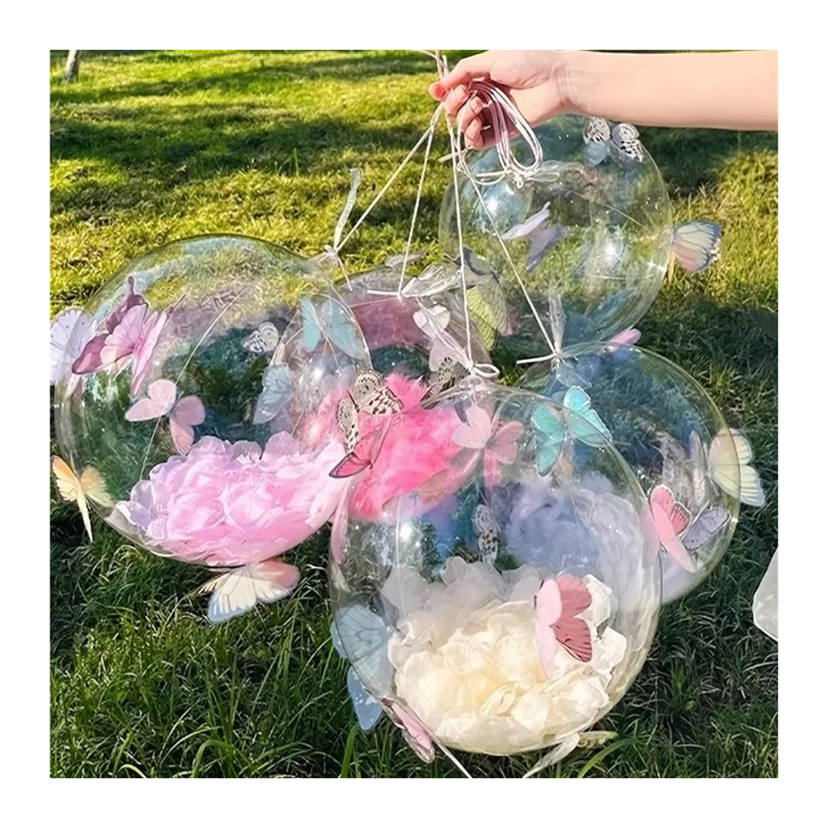 Bobo Ballon-Set mit transparenten Bubble-Ball-Dekorationen und mehrfarbigen 3D-Schmetterlingen für Hochzeiten, Geburtstage und Valentinstag - Bild 1