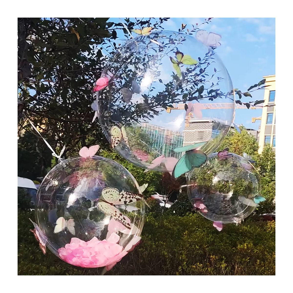 Bobo Ballon-Set mit transparenten Bubble-Ball-Dekorationen und mehrfarbigen 3D-Schmetterlingen für Hochzeiten, Geburtstage und Valentinstag - Bild 2