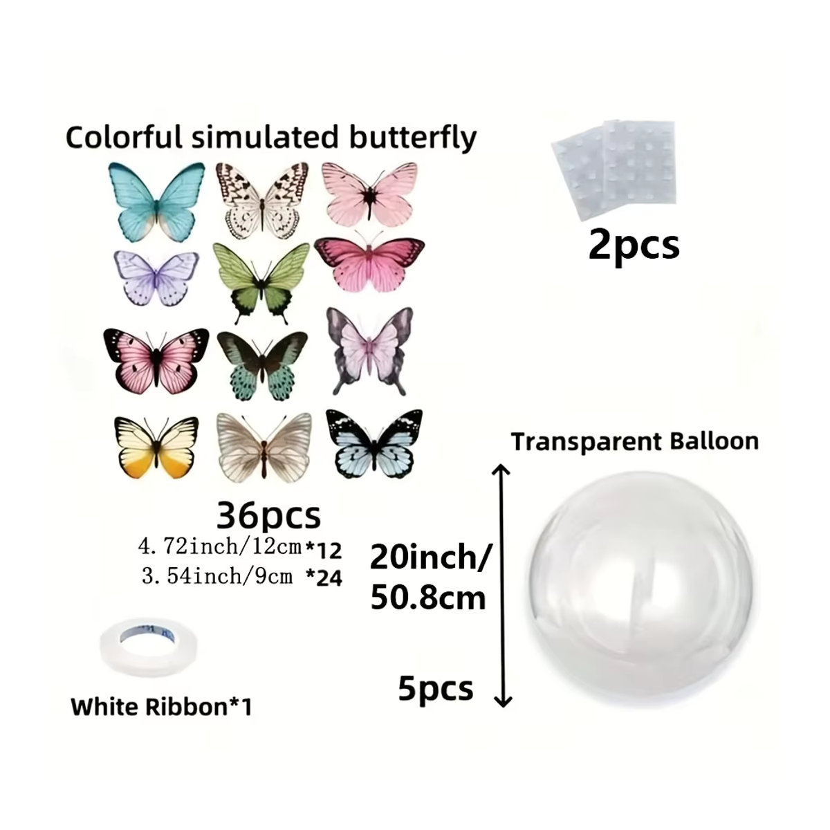 Bobo Ballon-Set mit transparenten Bubble-Ball-Dekorationen und mehrfarbigen 3D-Schmetterlingen für Hochzeiten, Geburtstage und Valentinstag - Bild 3