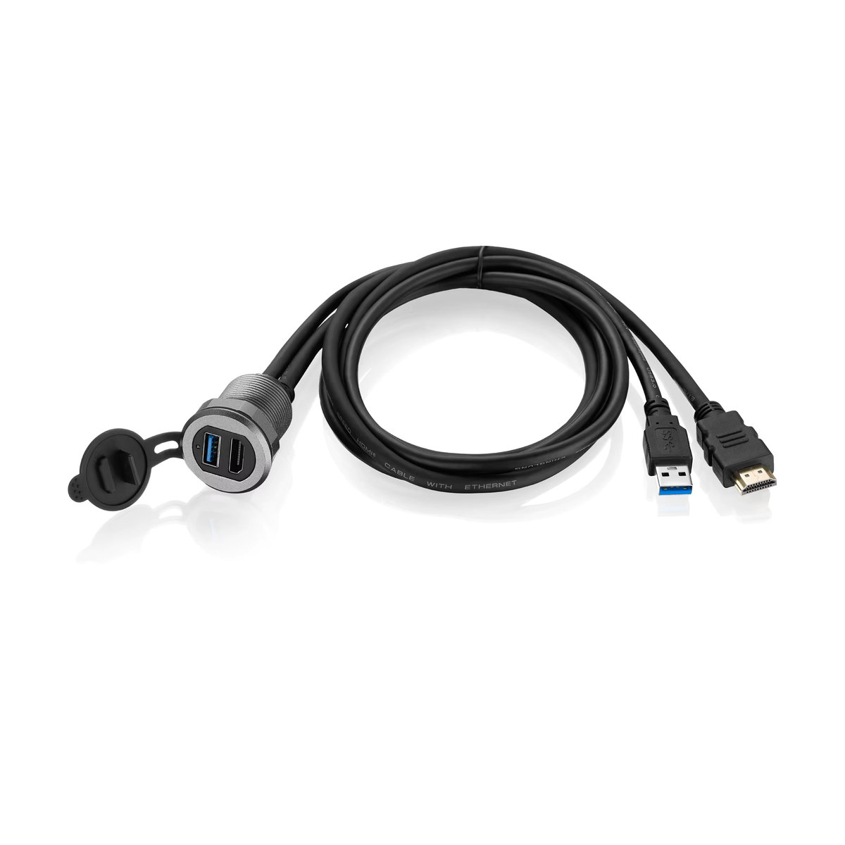 Bochara USB 3.0 auf HDMI 4K @ 60Hz Verlängerung mit Unterputzplatte aus Aluminiumlegierung in Schwarz, 1m Kabel Länge - Bild 5