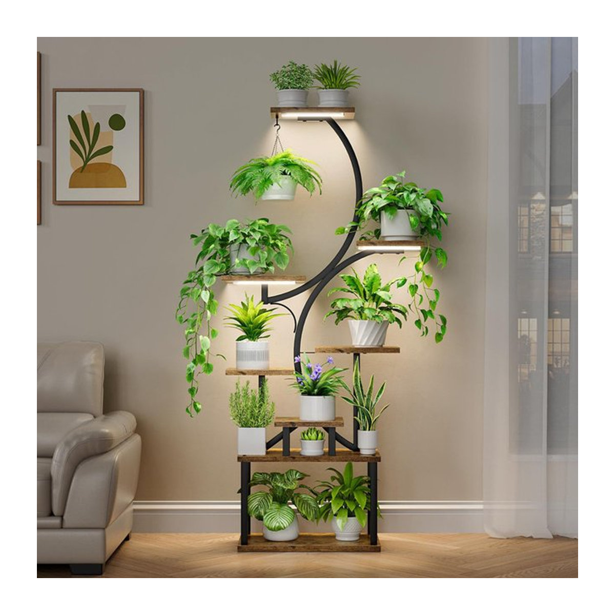 Bodenstehender Blumenständer aus Schmiedeeisen für Wohnzimmer und Balkon - Bild 1