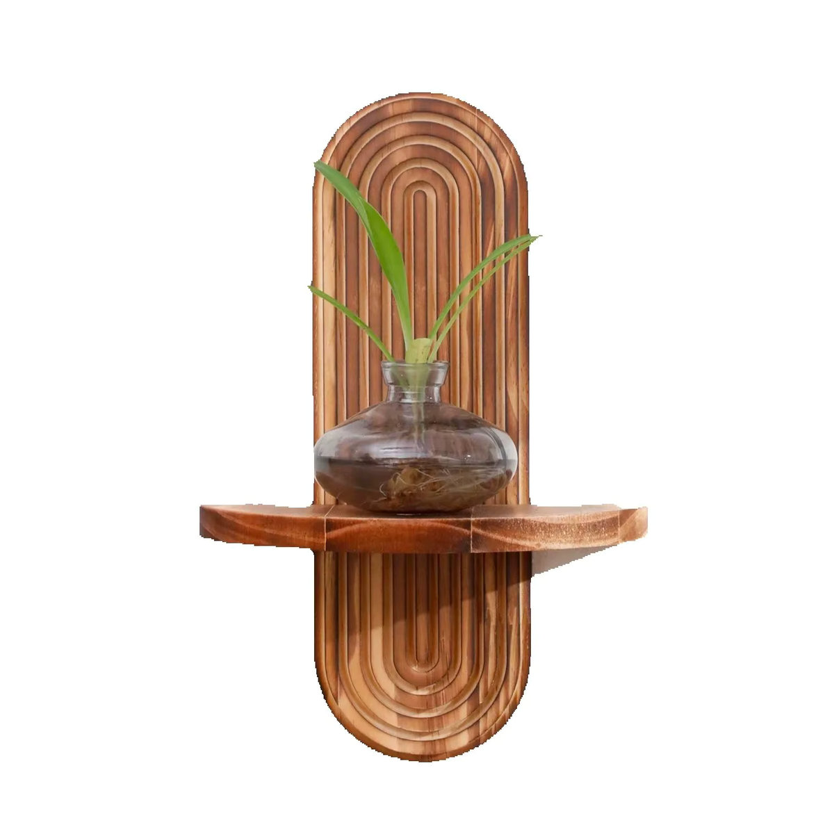Bogenförmiges Wandregal aus Holz in Braun im Bohemian-Stil für dein Wohnzimmer oder Schlafzimmer - Bild 6