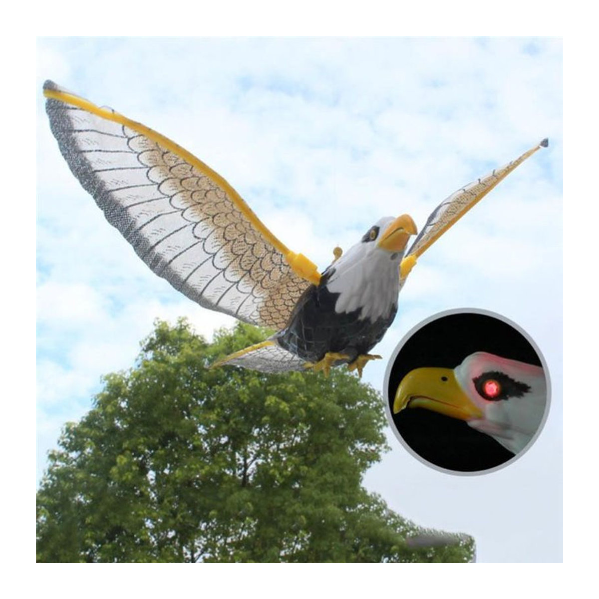 Boges Leuchtender Vogelabwehr-Hängeradler mit Musik als fliegender Vogelschreck und Gartendekoration - Bild 1