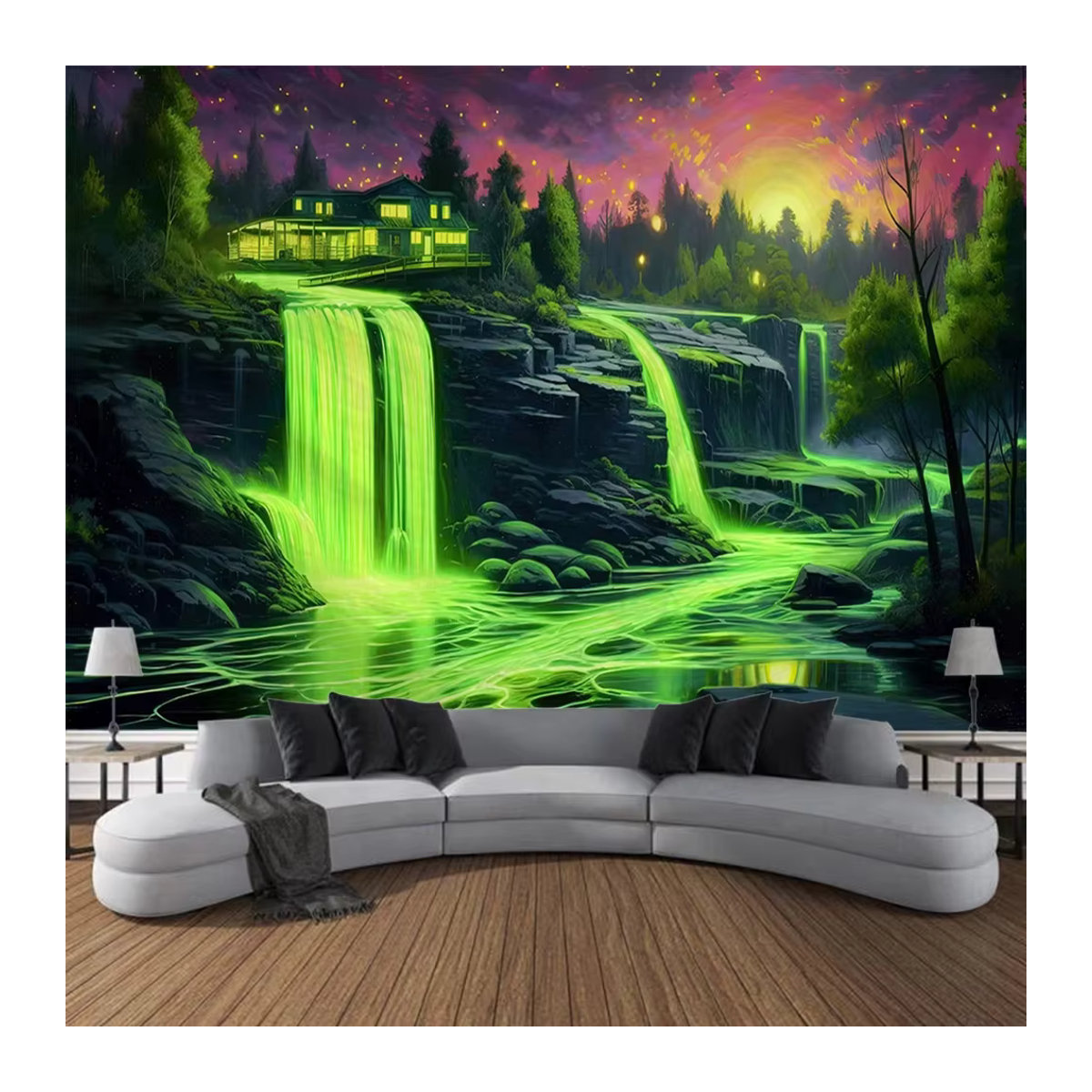 Bohemia Wandteppich Van Gogh Café Terrasse Nacht Sternennacht, mehrfarbig, B: 60 cm, H: 60 cm, T: 40 cm - Bild 1