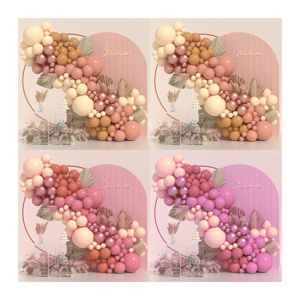 Bohemian Ballongirlande-Set in Grau und Rosa für deine Babyparty - Bild 1