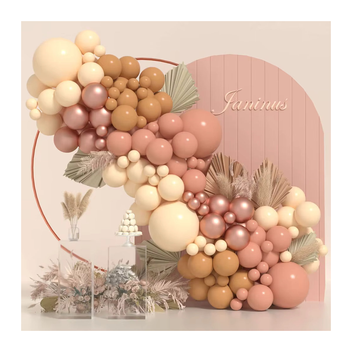 Bohemian Ballongirlande-Set in Grau und Rosa für deine Babyparty - Bild 2