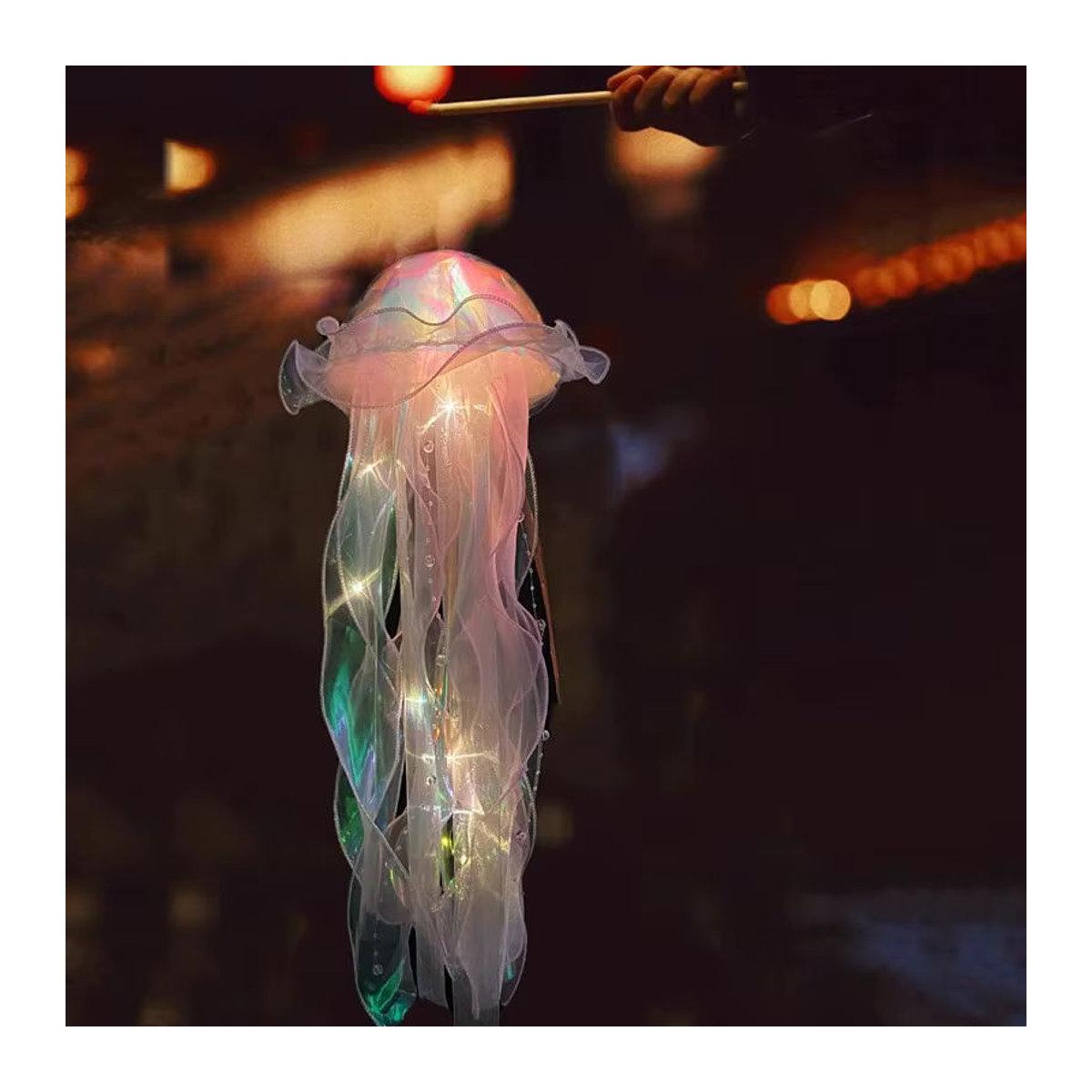 Bohemian Quallen Lampe in Rosa, Gelb und Bunt als dekorative Hängelampe für dein Schlafzimmer - Bild 4