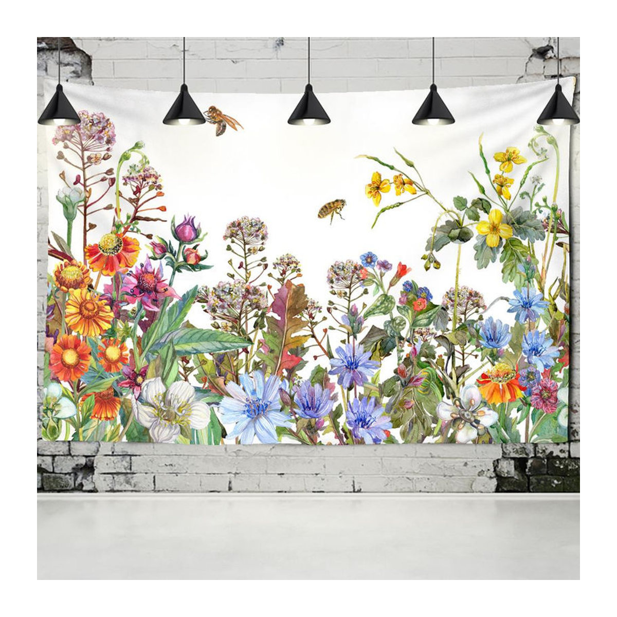 Bohemian Wandbehang mit floralem Blumen- und Engel-Motiv von Binchi Outdoor Equipment, mehrfarbig, B: 95 cm, H: 70 cm - Bild 2
