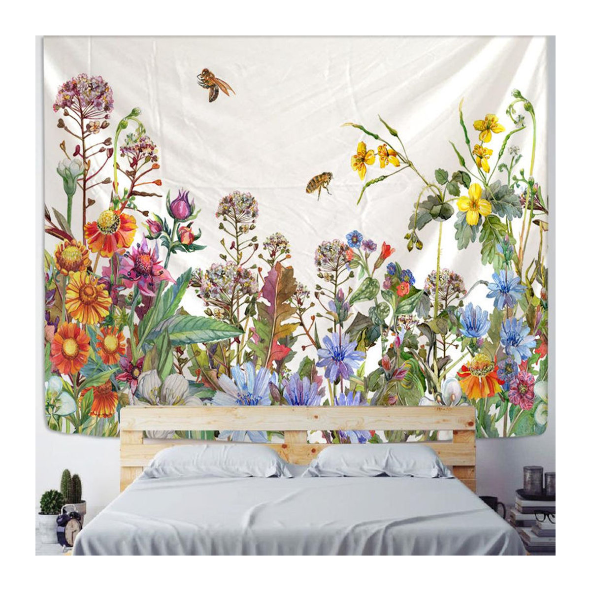 Bohemian Wandbehang mit floralem Blumen- und Engel-Motiv von Binchi Outdoor Equipment, mehrfarbig, B: 95 cm, H: 70 cm - Bild 5