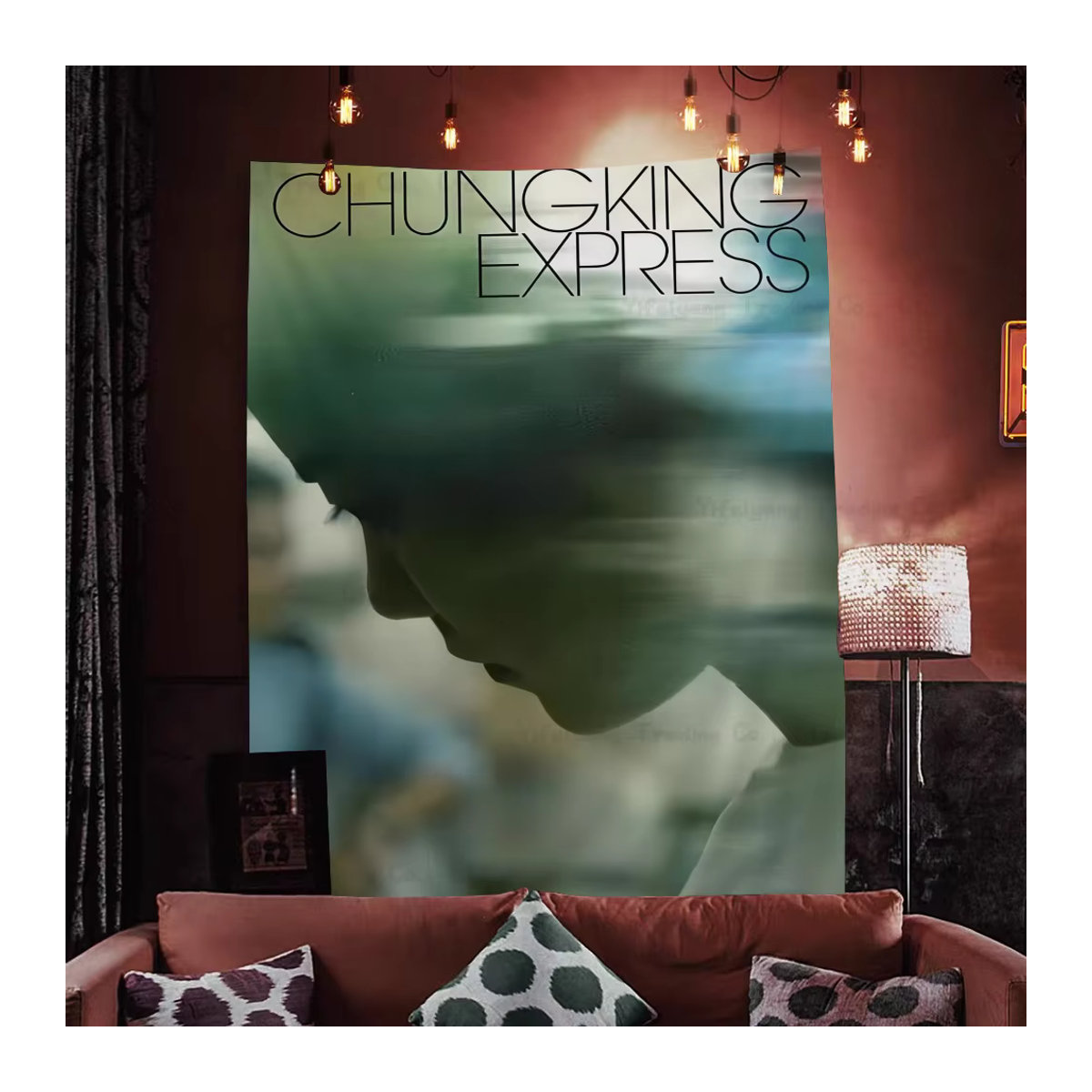 Bohemian Wandteppich im Mandala-Design mit Movie Wong Kar Wai Print, mehrfarbig, Textil, B/H: 70 x 70 cm - Bild 3