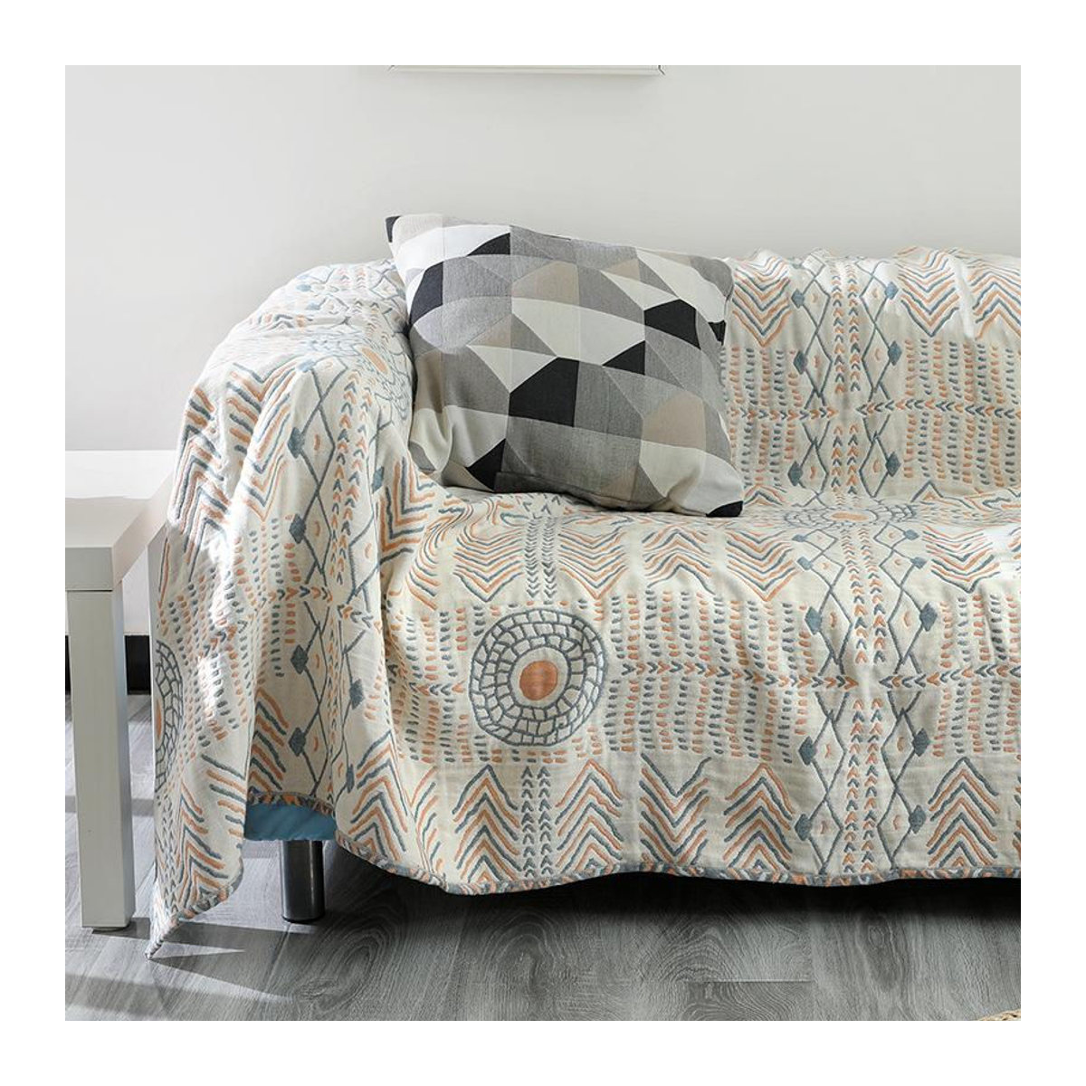 Böhmischer Baumwoll-Sofabezug von Your Warm Home in Beige, Gaze-Decke als Sofakissenbezug und Oberflächendekoration, B/T/H: 260 x 150 cm - Bild 5