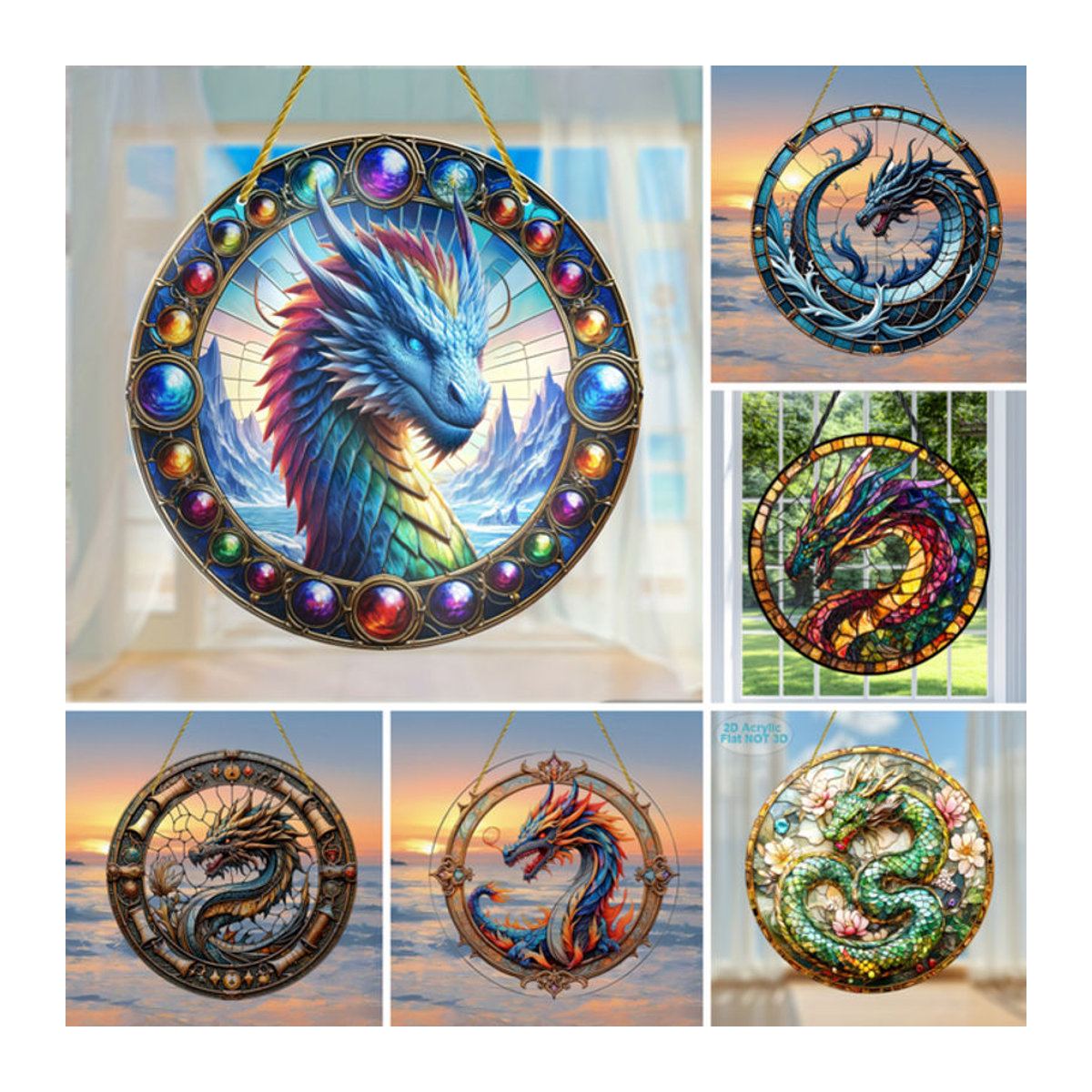 Böhmischer Drachen-Sonnenfänger aus Acryl in Mehrfarbig als hängende Dekoration - Bild 1
