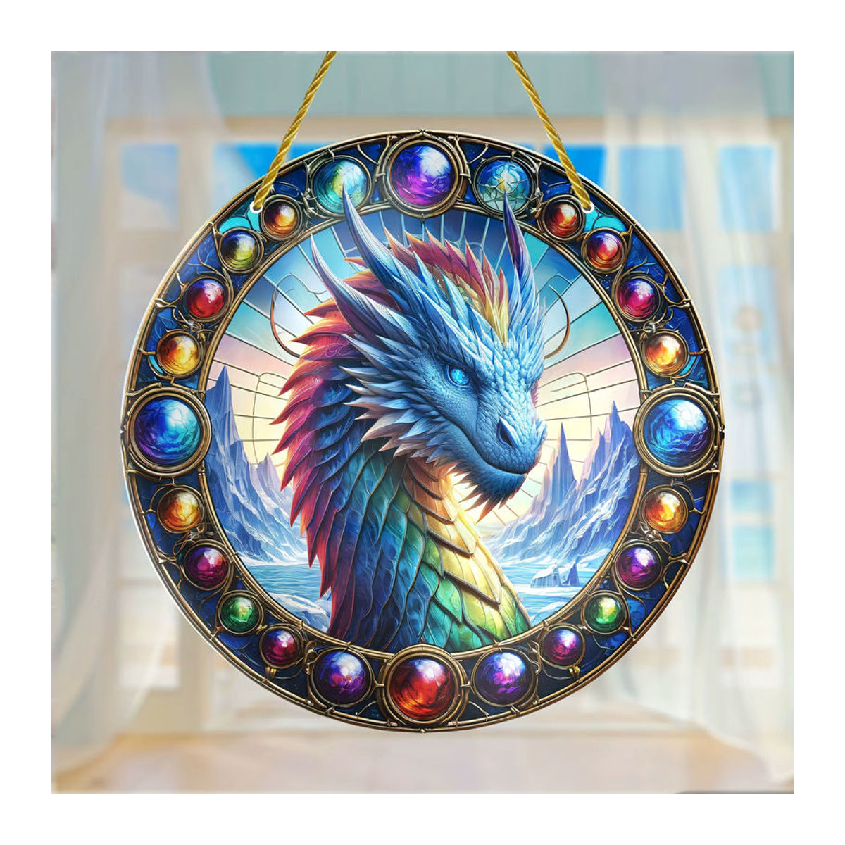 Böhmischer Drachen-Sonnenfänger aus Acryl in Mehrfarbig als hängende Dekoration - Bild 3